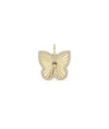 Fluted butterfly charm front view in yellow gold with delicate wing design