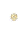 Fluted heart charm front view in yellow gold with substantial diamond coverage