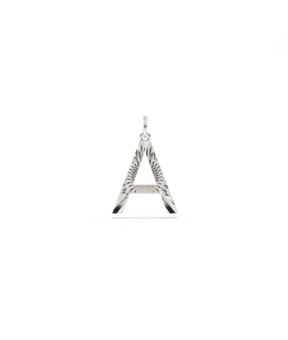 Fluted Initial Charm Personalized Gold Pendant