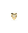 Fluted heart charm front view in yellow gold with elegant textured design