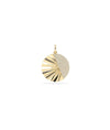 Fluted half moon charm front view in yellow gold with crescent celestial design