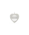 White gold fluted circle and heart charm with eternal love symbol and texture