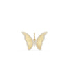 Fluted butterfly charm front view in yellow gold with textured wing design