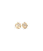 Rose gold fluted pave stud earrings circular design with fluted frame