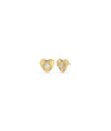Fluted heart stud earrings front view in yellow gold with romantic heart design