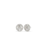 White gold fluted clover stud earring with lucky clover and fluted texture