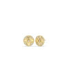 Fluted clover stud earring front view in yellow gold with four-leaf clover design