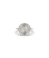 White gold fluted clover diamond ring lucky charm with fluted texture