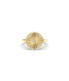 Fluted clover diamond ring lucky gold front view with four-leaf clover design