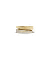 Fluted bypass ring front view in yellow gold with diamond crossover design