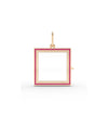 Rose gold enamel square glass locket charm modern geometric design with color