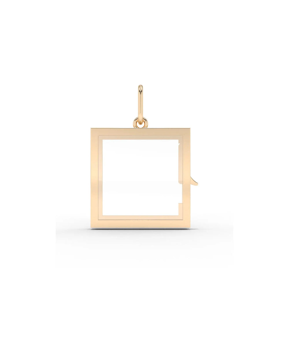 Rose gold square glass locket charm contemporary square silhouette