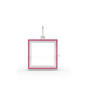 White gold enamel square glass locket charm with vibrant enamel decoration