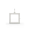 White gold fluted square glass locket charm with architectural fluted pattern