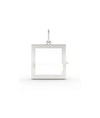 White gold square glass locket charm with transparent glass panel design