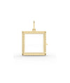 Fluted square glass locket charm front view in yellow gold with textured grooves