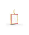 Side view enamel square glass locket charm showing square shape and latch detail