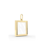 Side angle fluted square glass locket charm showing square shape and latch detail