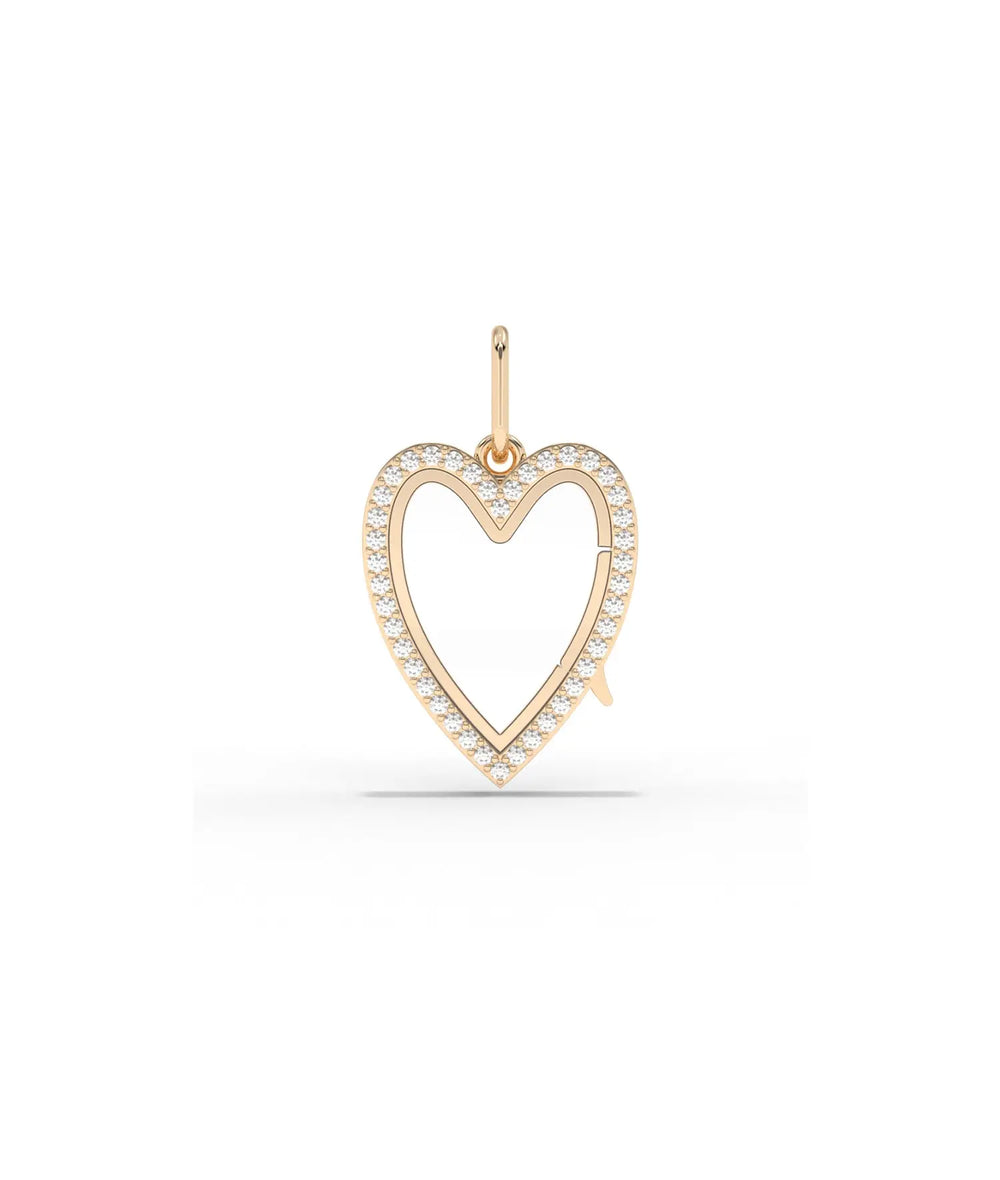 Rose gold diamond heart glass locket charm romantic heart design with diamonds