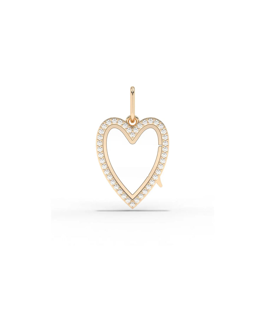 Rose gold diamond heart glass locket charm romantic heart design with diamonds