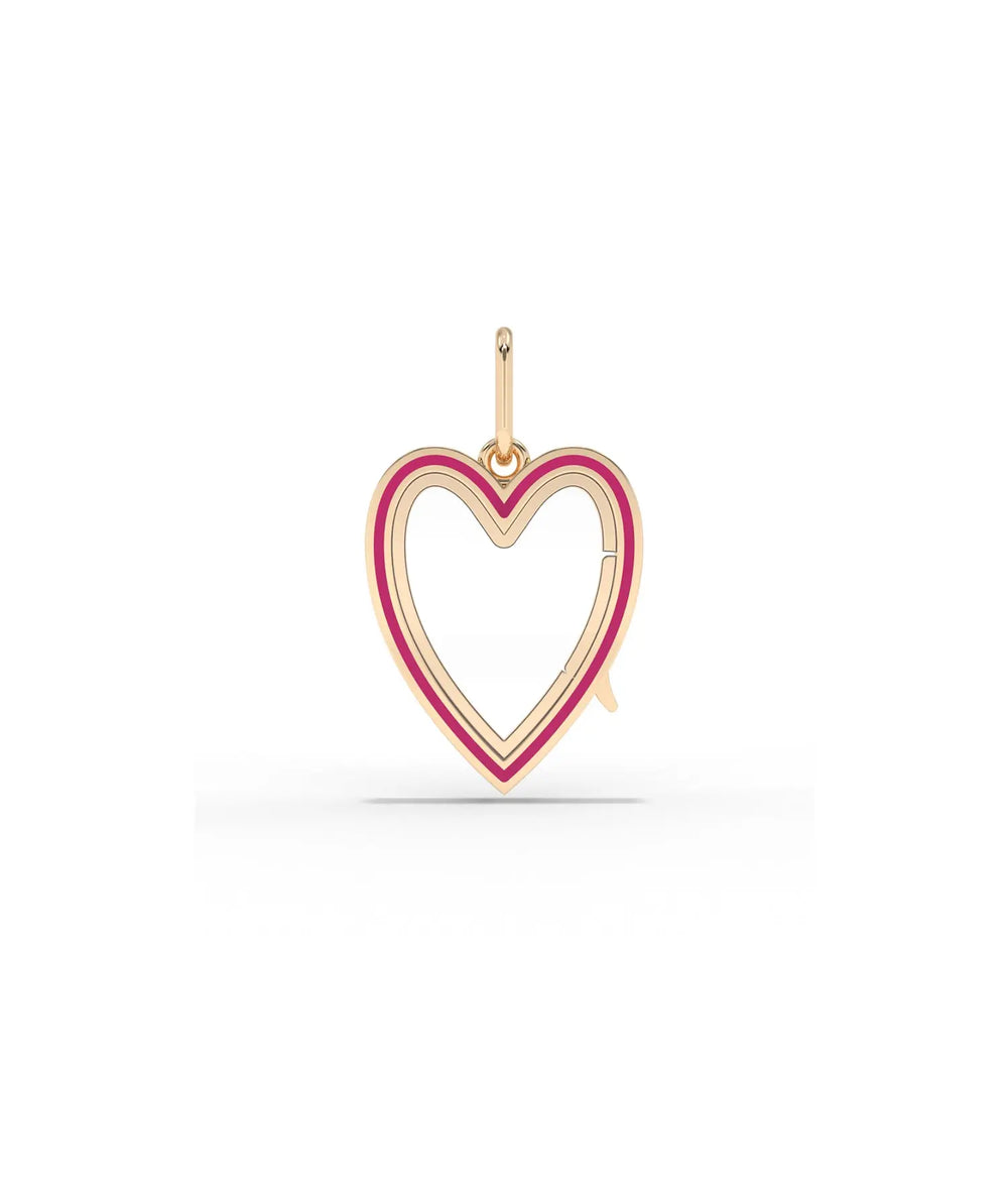 Rose gold enamel heart glass locket charm romantic heart design with color