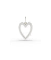 White gold diamond heart glass locket charm with brilliant diamond accents