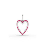 White gold enamel heart glass locket charm with vibrant enamel decoration