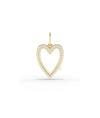 Diamond heart glass locket charm front view in yellow gold with sparkling diamonds