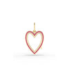 Enamel heart glass locket charm front view in yellow gold with colorful enamel