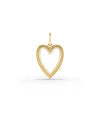 Fluted heart glass locket charm front view in yellow gold with textured grooves