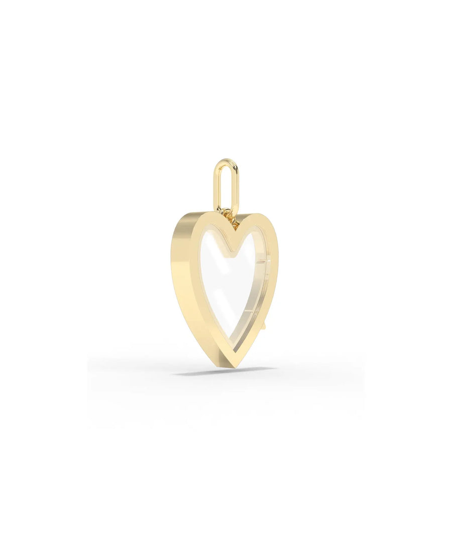 Heart Glass Locket Charm Pendant 79e | Everyday 14K Gold Jewelry
