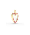 Side view enamel heart glass locket charm showing heart shape and latch detail