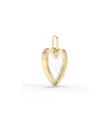 Side profile fluted heart glass locket charm showing heart shape and latch detail
