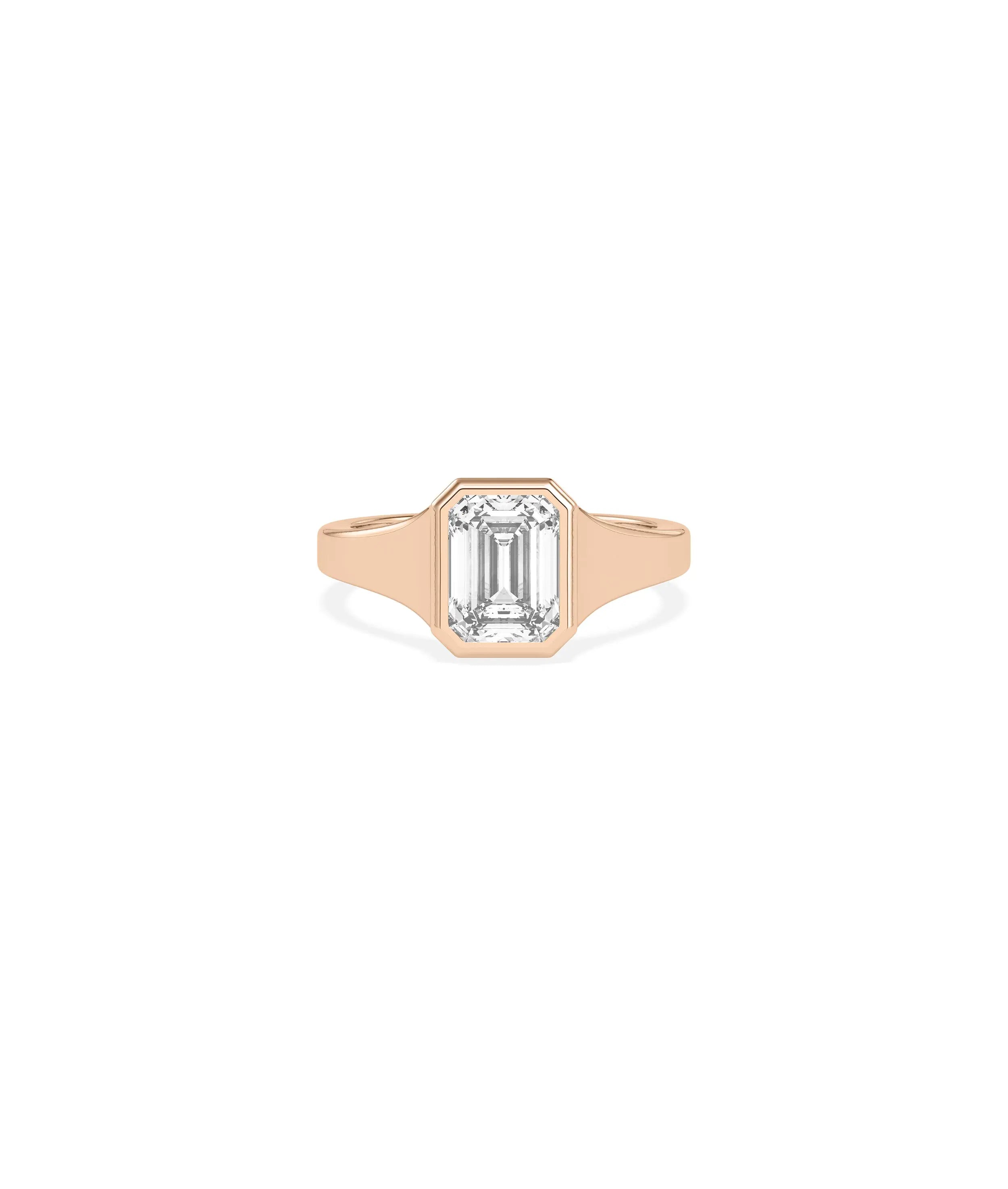 Solitaire Bezel Set Wide Band Ring detail emphasizing solid gold craftsmanship