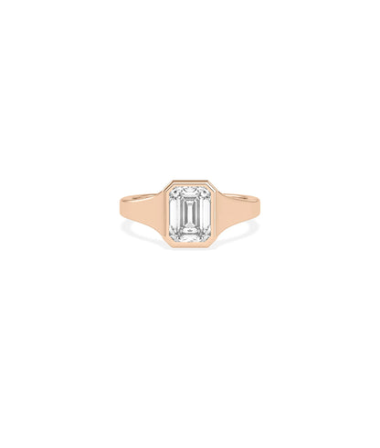 Solitaire Bezel Set Wide Band Ring detail emphasizing solid gold craftsmanship