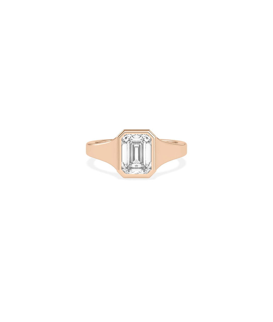 Solitaire Bezel Set Wide Band Ring detail emphasizing solid gold craftsmanship