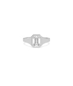 Solitaire Bezel Set Wide Band Ring on hand displaying bold wide band