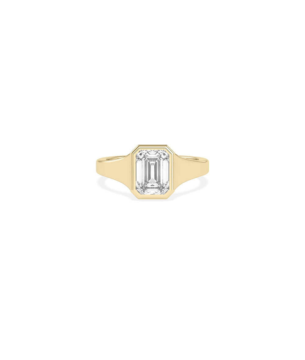 Solitaire Bezel Set Wide Band Ring with 2 carat diamond in modern design