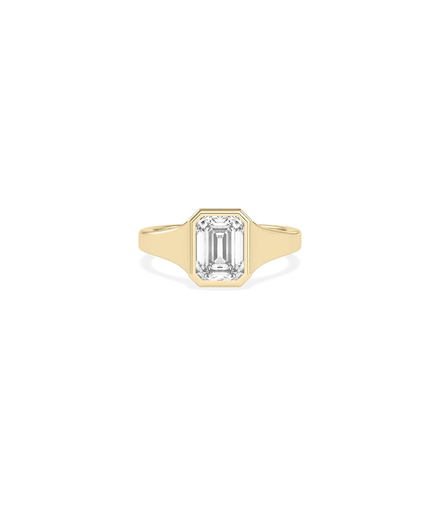Solitaire Bezel Set Wide Band Ring with 2 carat diamond in modern design
