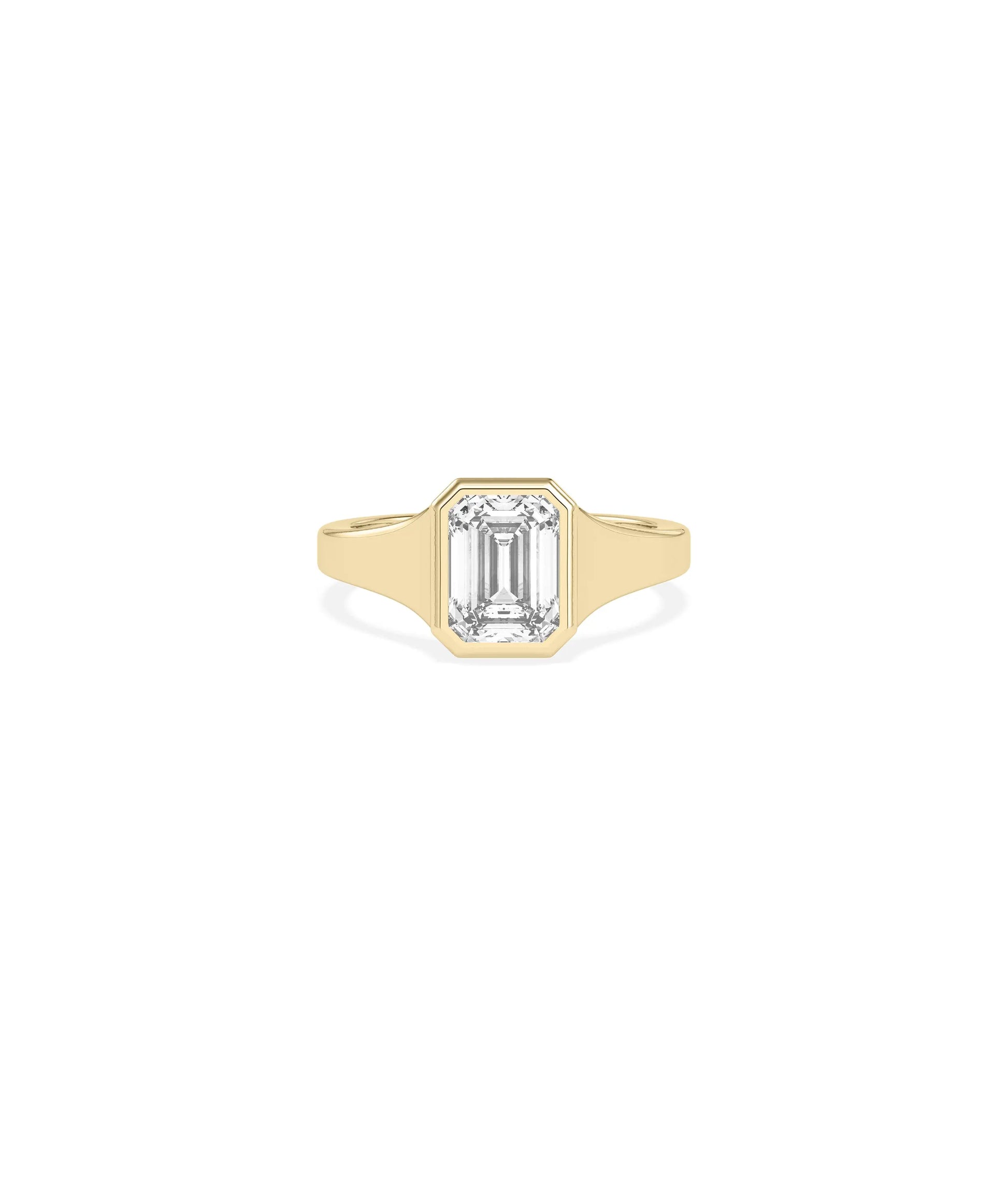 Solitaire Bezel Set Wide Band Ring with 2 carat diamond in modern design