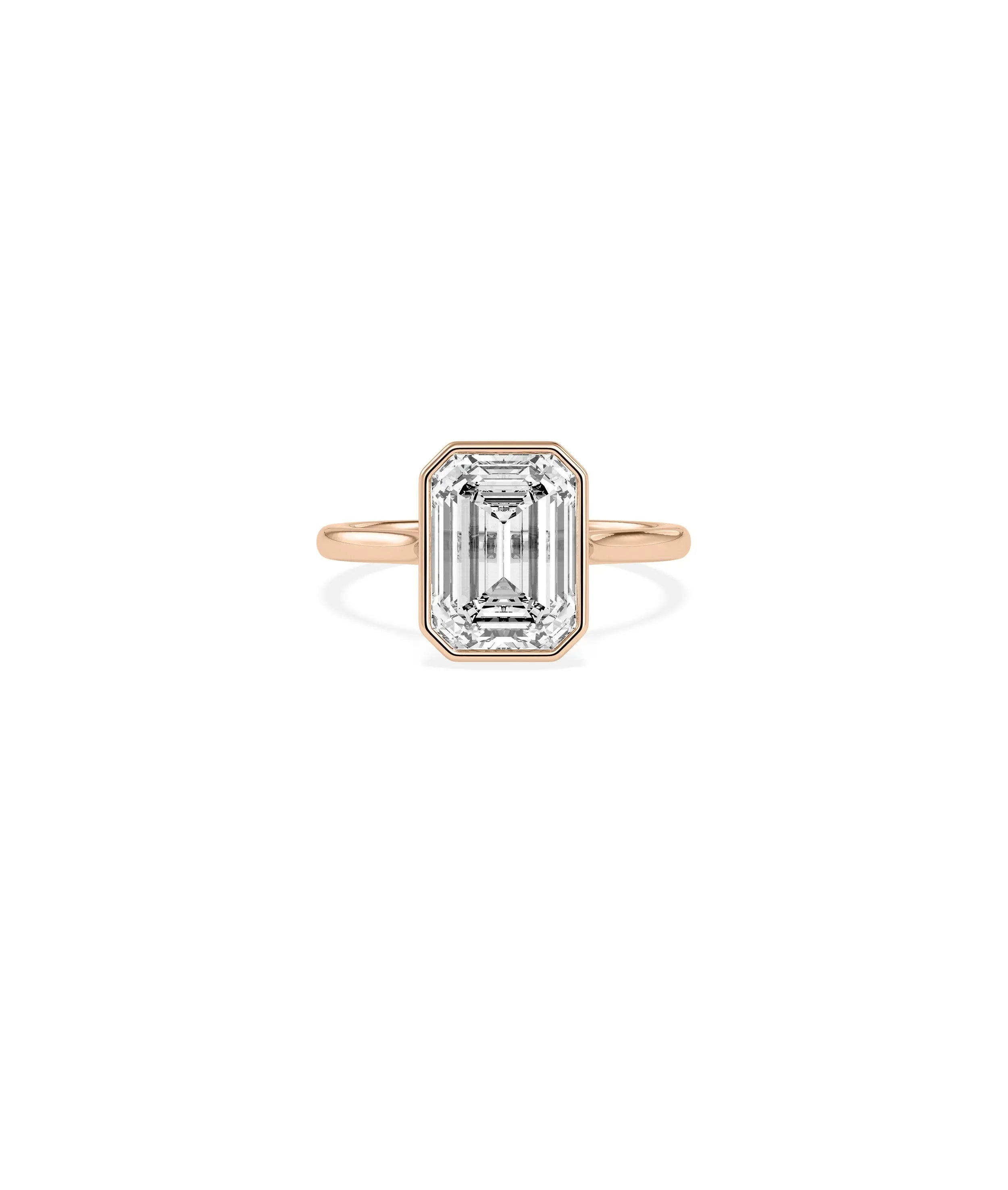 Solitaire Bezel Set Ring detail emphasizing solid gold craftsmanship quality