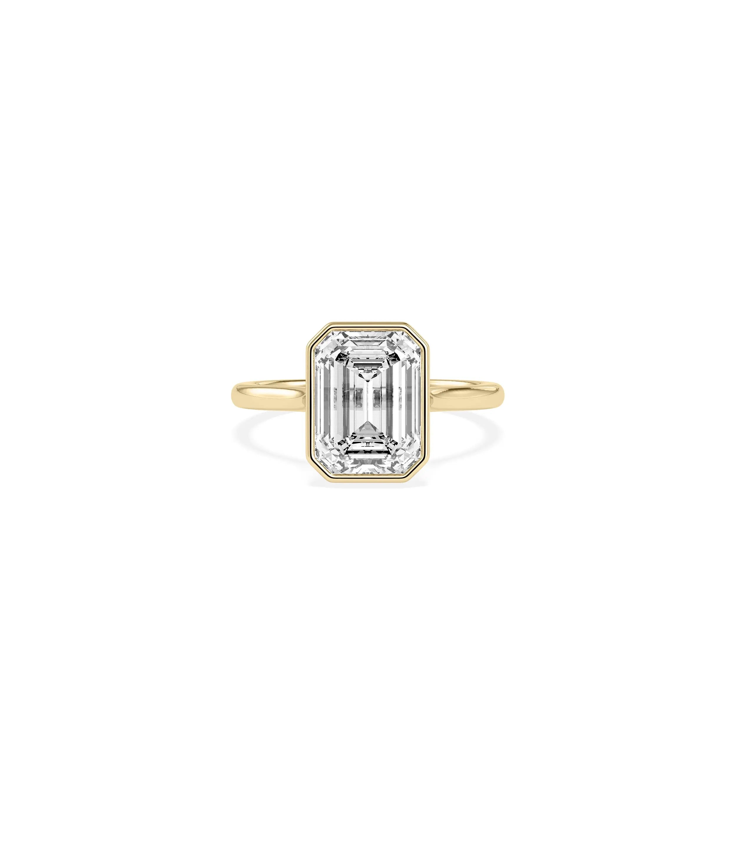 Solitaire Bezel Set Ring with exceptional 5 carat diamond in modern setting