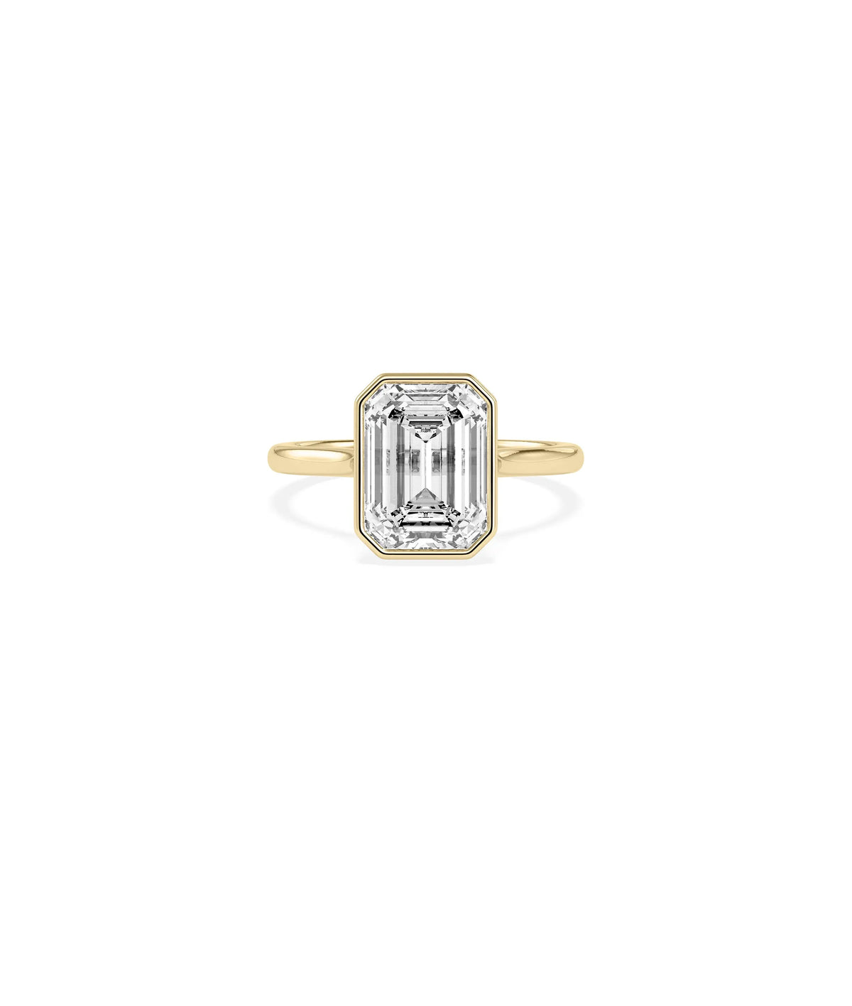 Solitaire Bezel Set Ring with exceptional 5 carat diamond in modern setting