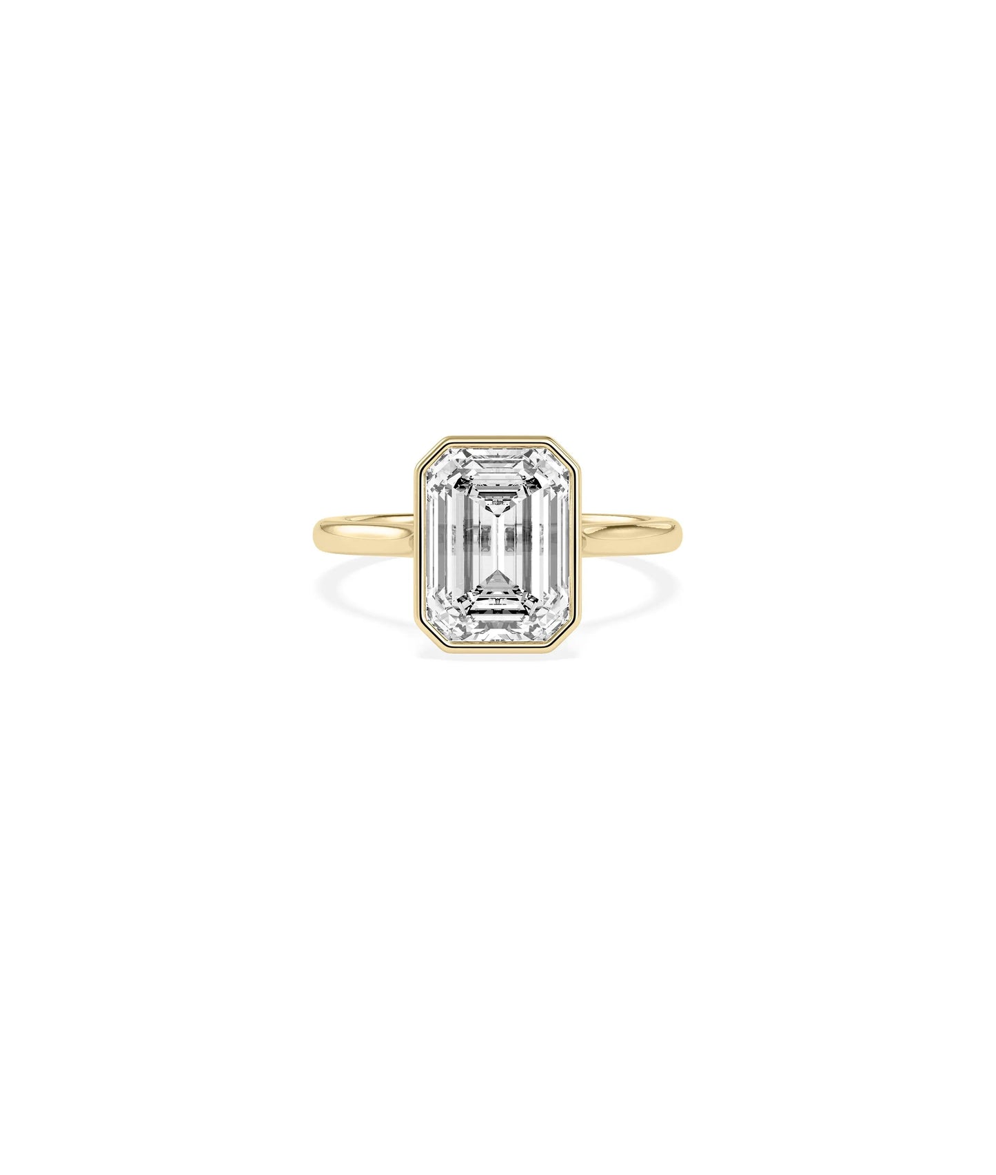 Solitaire Bezel Set Ring with exceptional 5 carat diamond in modern setting