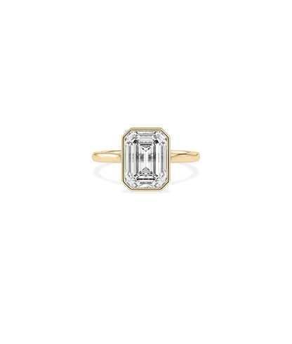 Solitaire Bezel Set Ring with exceptional 5 carat diamond in modern setting