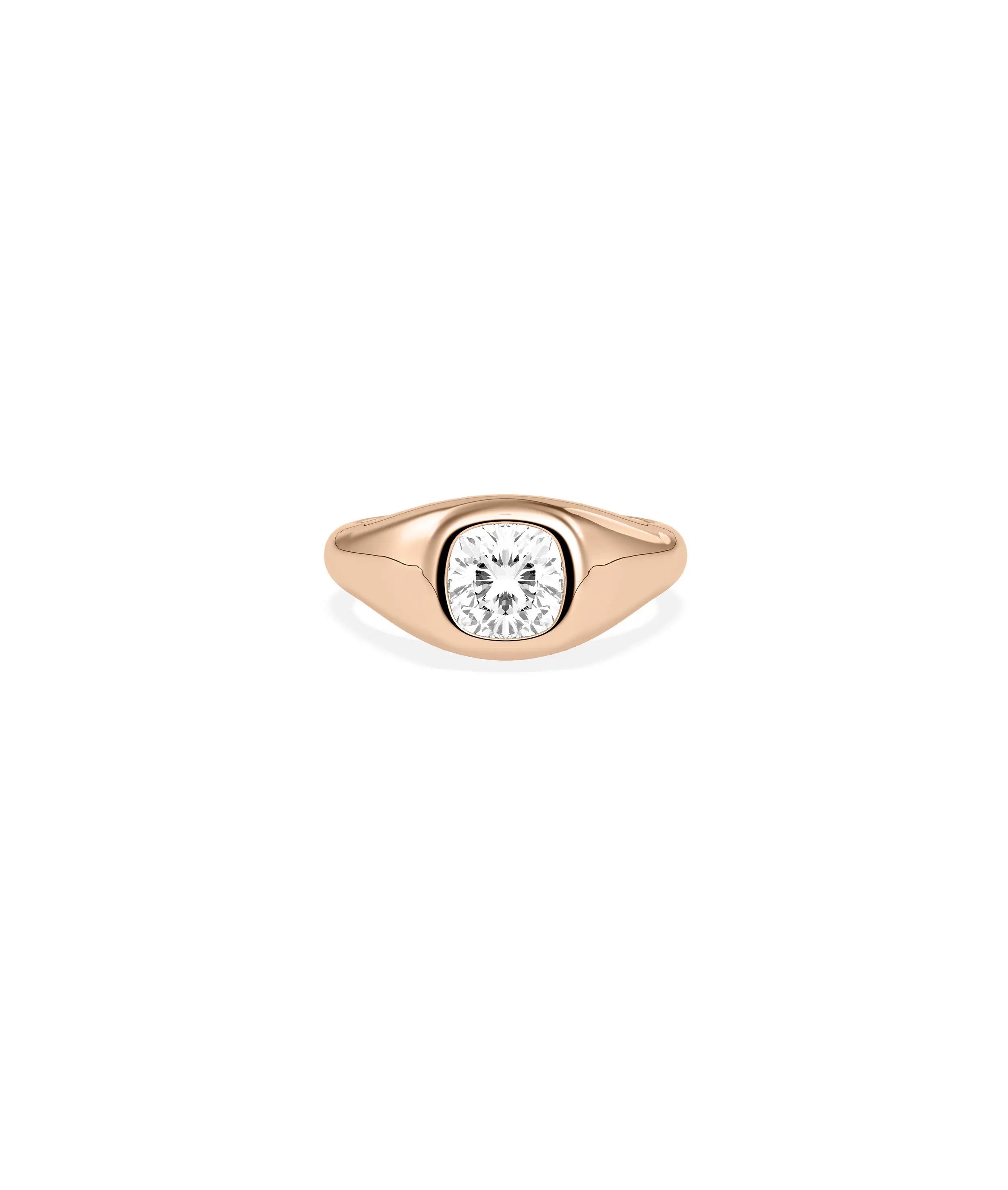 Bezel Set Solitaire Signet Ring on hand displaying substantial signet presence