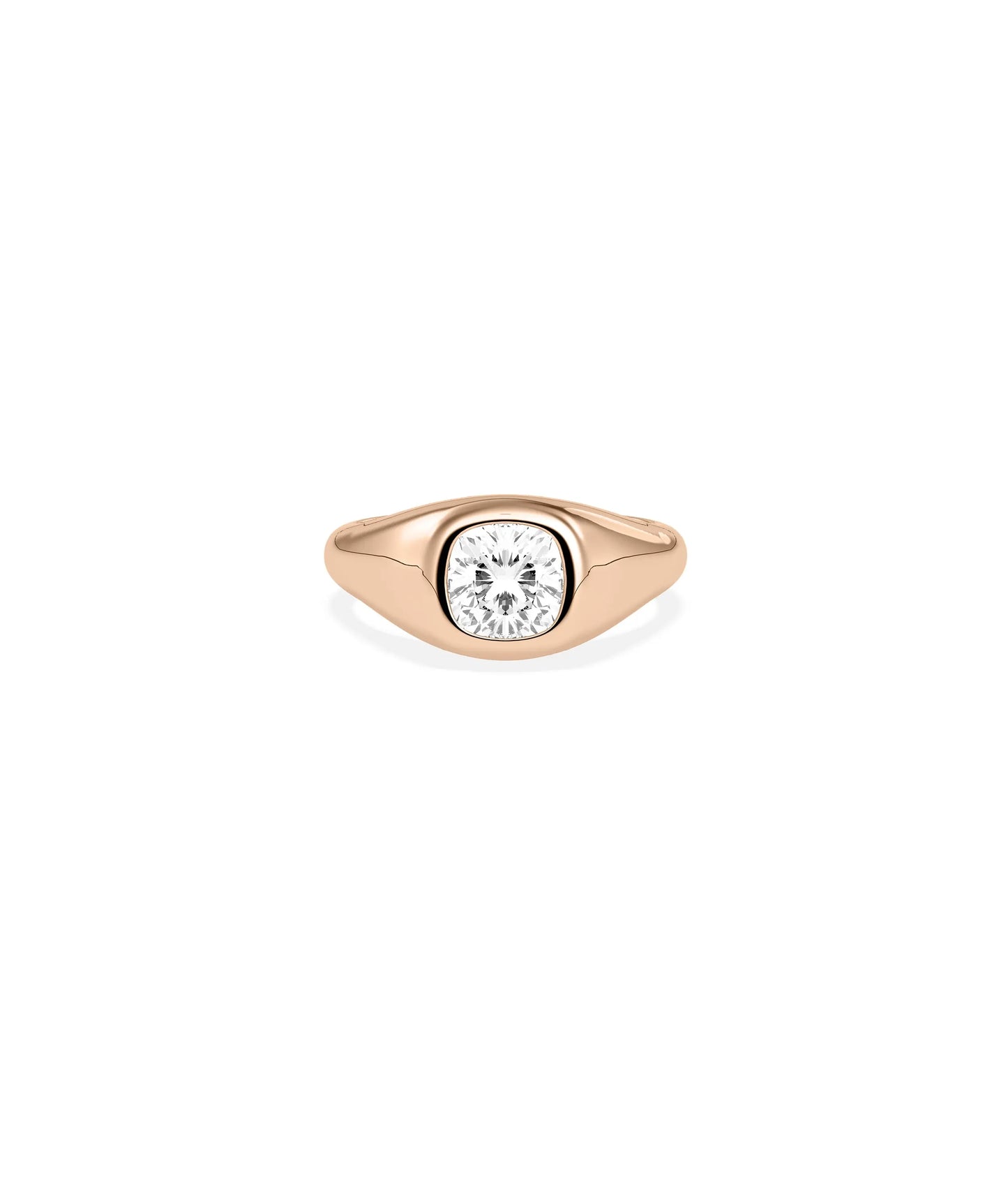 Bezel Set Solitaire Signet Ring on hand displaying substantial signet presence