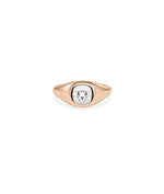 Bezel Set Solitaire Signet Ring on hand displaying substantial signet presence