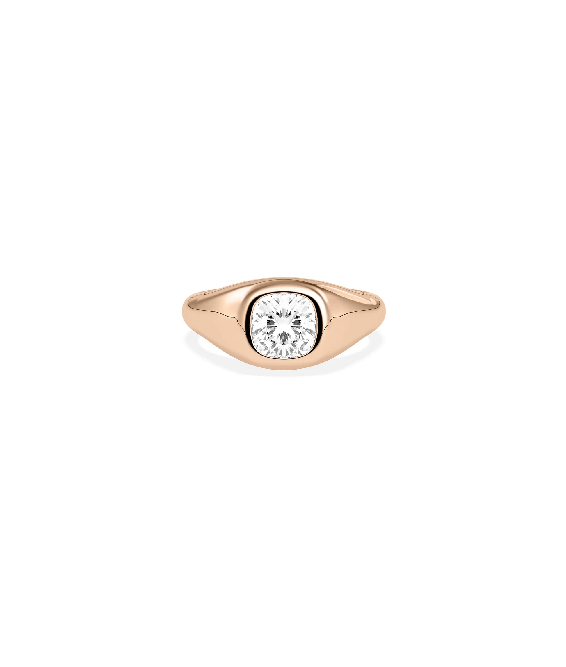 Bezel Set Solitaire Signet Ring on hand displaying substantial signet presence