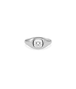 Close-up of Bezel Set Solitaire Signet Ring showing bezel setting detail